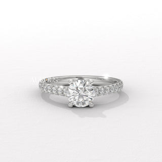 0.50CT Round Diamond Pave Setting Moissanite Engagement Ring