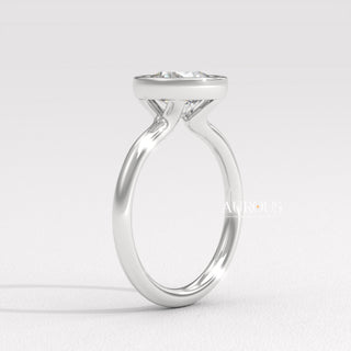 1.50CT Round Diamond Bezel Setting Hidden Halo Moissanite Engagement Ring