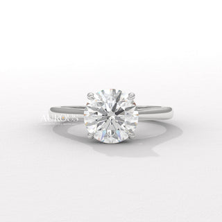 2.0CT Round Diamond Hidden Halo Moissanite Engagement Ring