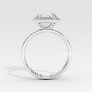 1.0CT Round Cut Halo Pave Setting Moissanite Engagement Ring