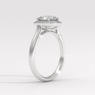 1.50CT Round Cut Diamond Halo Setting Moissanite Engagement Ring