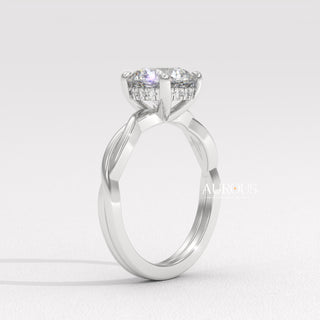 1.50CT Round Diamond Twisted Hidden Halo Moissanite Engagement Ring