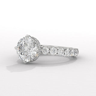1.50CT Round Diamond Pave Setting Moissanite Engagement Ring