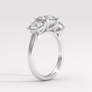 1.50CT Round Diamond Three Stone Setting Moissanite Engagement Ring