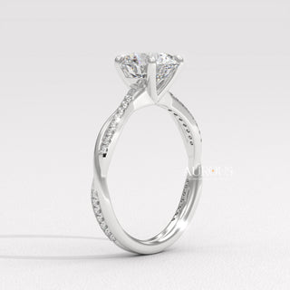 1.50CT Round Diamond Twisted Pave Setting Moissanite Engagement Ring