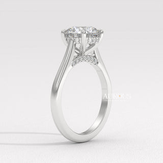 2.0CT Round Diamond Hidden Halo Moissanite Engagement Ring
