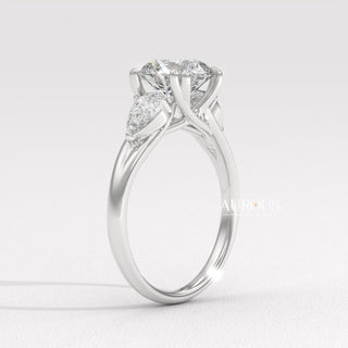 1.50CT Round Diamond Three Stone Setting Moissanite Engagement Ring