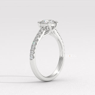 0.50CT Round Diamond Pave Setting Moissanite Engagement Ring