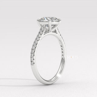 1.50CT Round Diamond Pave Setting Moissanite Engagement Ring