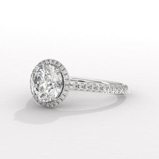 1.50CT Round Cut Diamond Halo Pave Setting Moissanite Engagement Ring