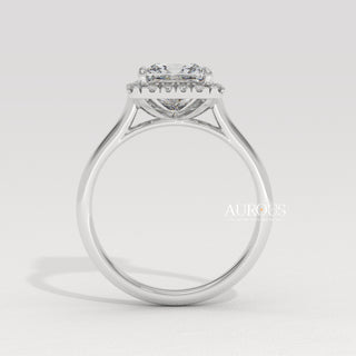 1.0CT Princess Cut Halo Setting Moissanite Engagement Ring