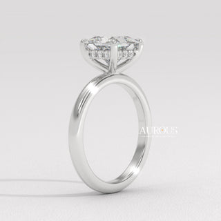 2.0CT Princess Cut Diamond Hidden Halo Setting Moissanite Engagement Ring