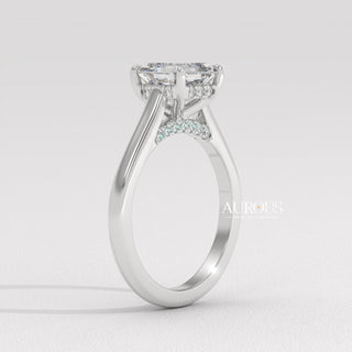 1.50CT Asscher Diamond Hidden Halo Moissanite Engagement Ring