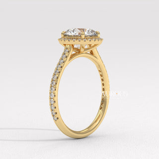 1.50CT Round Cut Diamond Halo Pave Setting Moissanite Engagement Ring