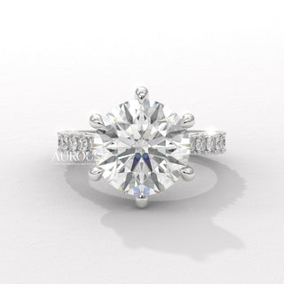 4.0CT Round Diamond Hidden Halo Pave Setting Moissanite Engagement Ring