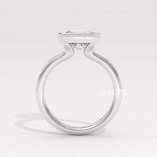 1.50CT Round Diamond Bezel Setting Hidden Halo Moissanite Engagement Ring