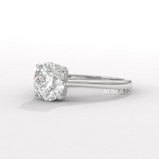 2.0CT Round Diamond Hidden Halo Moissanite Engagement Ring