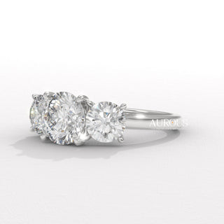 1.50CT Round Diamond Three Stone Setting Moissanite Engagement Ring