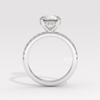 1.50CT Round Cut Pave Setting Moissanite Engagement Ring