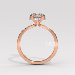 1.0CT Round Cut Diamond Hidden Halo Setting Moissanite Engagement Ring