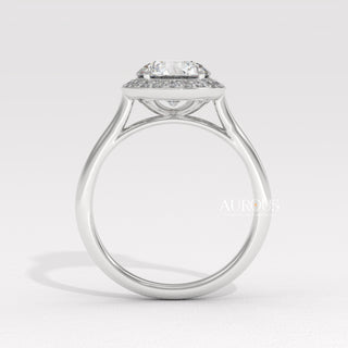 1.50CT Round Cut Diamond Halo Setting Moissanite Engagement Ring