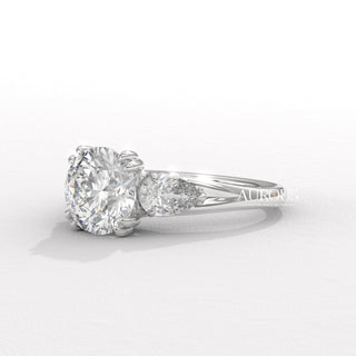 1.50CT Round Diamond Three Stone Setting Moissanite Engagement Ring