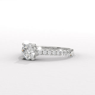 0.50CT Round Diamond Pave Setting Moissanite Engagement Ring
