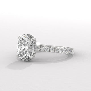 1.50CT Oval Diamond Hidden Halo Moissanite Engagement Ring