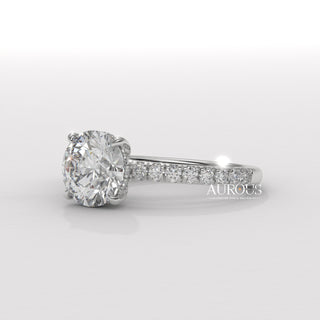 1.50CT Round Cut Pave Setting Moissanite Engagement Ring