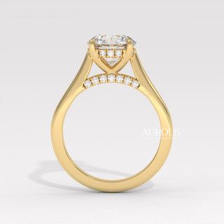 2.0CT Round Diamond Hidden Halo Moissanite Engagement Ring
