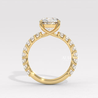 2.0CT Round Diamond Wide Pave Setting Moissanite Engagement Ring