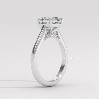 1.0CT Asscher Cut Hidden Diamond Moissanite Engagement Ring