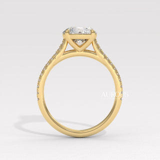 1.50CT Round Diamond Pave Setting Moissanite Engagement Ring