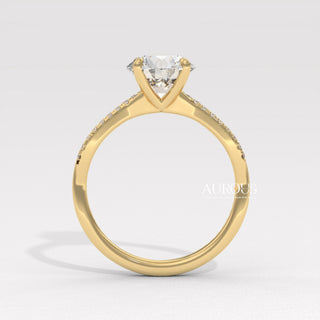 1.50CT Round Diamond Twisted Pave Setting Moissanite Engagement Ring