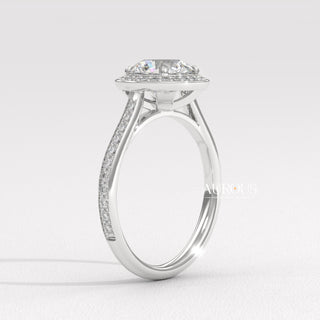 2.0CT Round Cut Halo Pave Setting Moissanite Diamond Engagement Ring