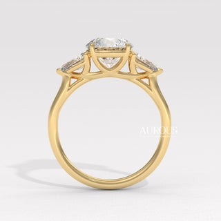 2.0CT Round Diamond Three Stone Unique Moissanite Engagement Ring