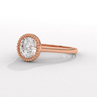 1.50CT Round Diamond Vintage Style Bezel Setting Moissanite Engagement Ring