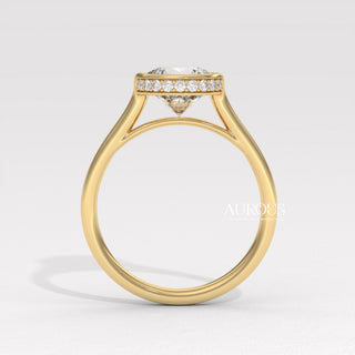 1.0CT Round Diamond Hidden Halo Bezel Setting Engagement Ring