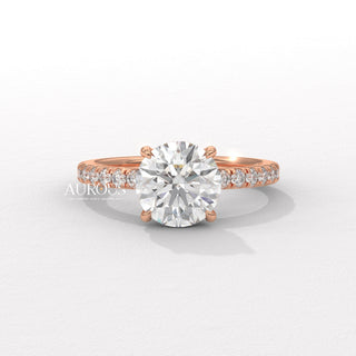 1.50CT Round Cut Pave Setting Moissanite Engagement Ring