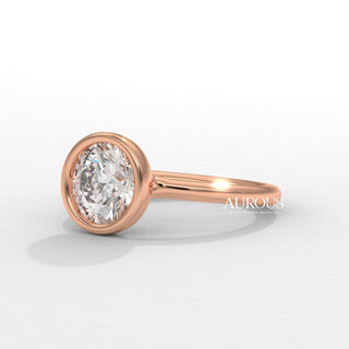 1.50CT Round Diamond Bezel Setting Hidden Halo Moissanite Engagement Ring