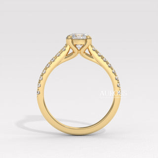 0.50CT Round Diamond Pave Setting Moissanite Engagement Ring