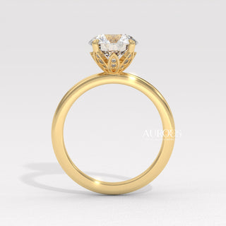 2.0CT Round Cut Hidden Diamond Moissanite Engagement Ring