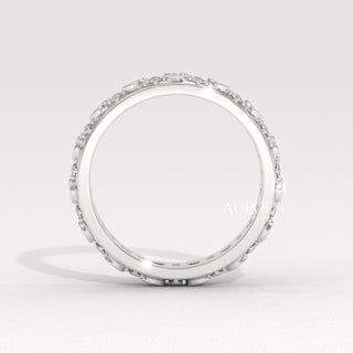 Round Diamond Clustr Setting Eternity Moissanite Wedding Band