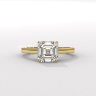 1.0CT Asscher Cut Hidden Diamond Moissanite Engagement Ring