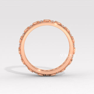 Round Diamond Clustr Setting Eternity Moissanite Wedding Band