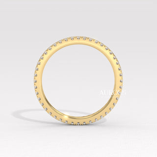 Round Diamond Pave Setting Eternity Moissanite Wedding Band