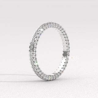 Round Diamond Three Side Pave Setting Moissanite Engagement Ring