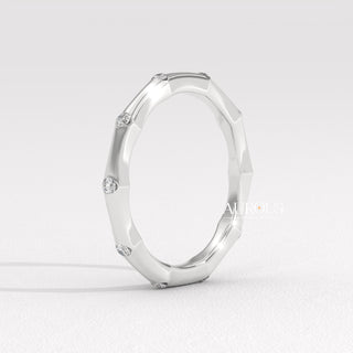 Round Diamond Petite Pave Setting Eternity Moissanite Wedding Band