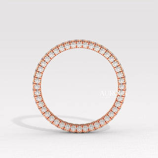 Round Diamond Three Side Pave Setting Moissanite Engagement Ring