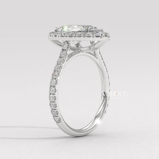 2.50CT Pear Cut Halo Pave Setting Moissanite Engagement Ring
